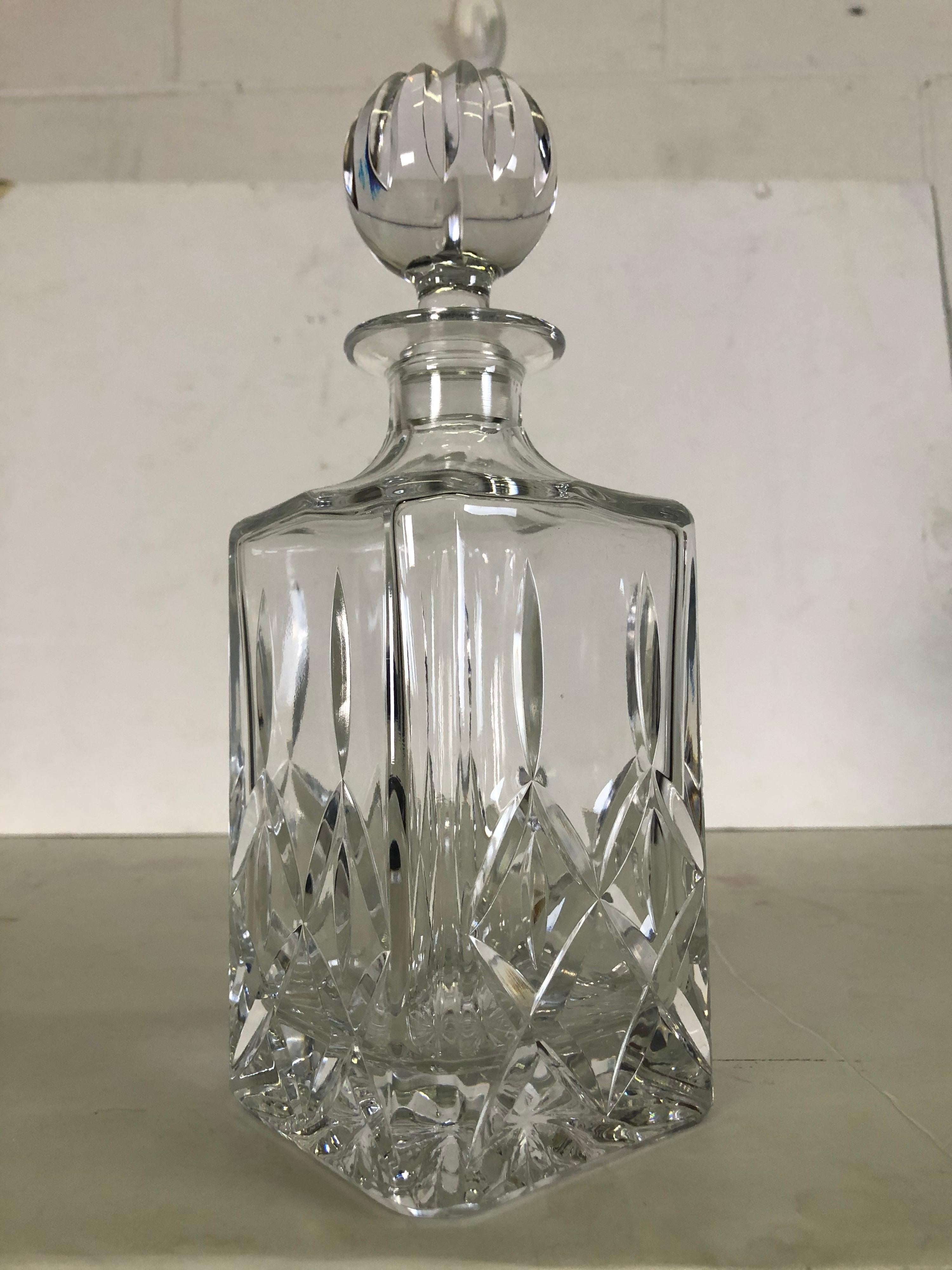 Mid-Century Modern Vintage Square Crystal Glass Decanter