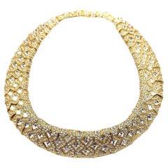Used Square Cut Crystal Pavé Collar 1980s