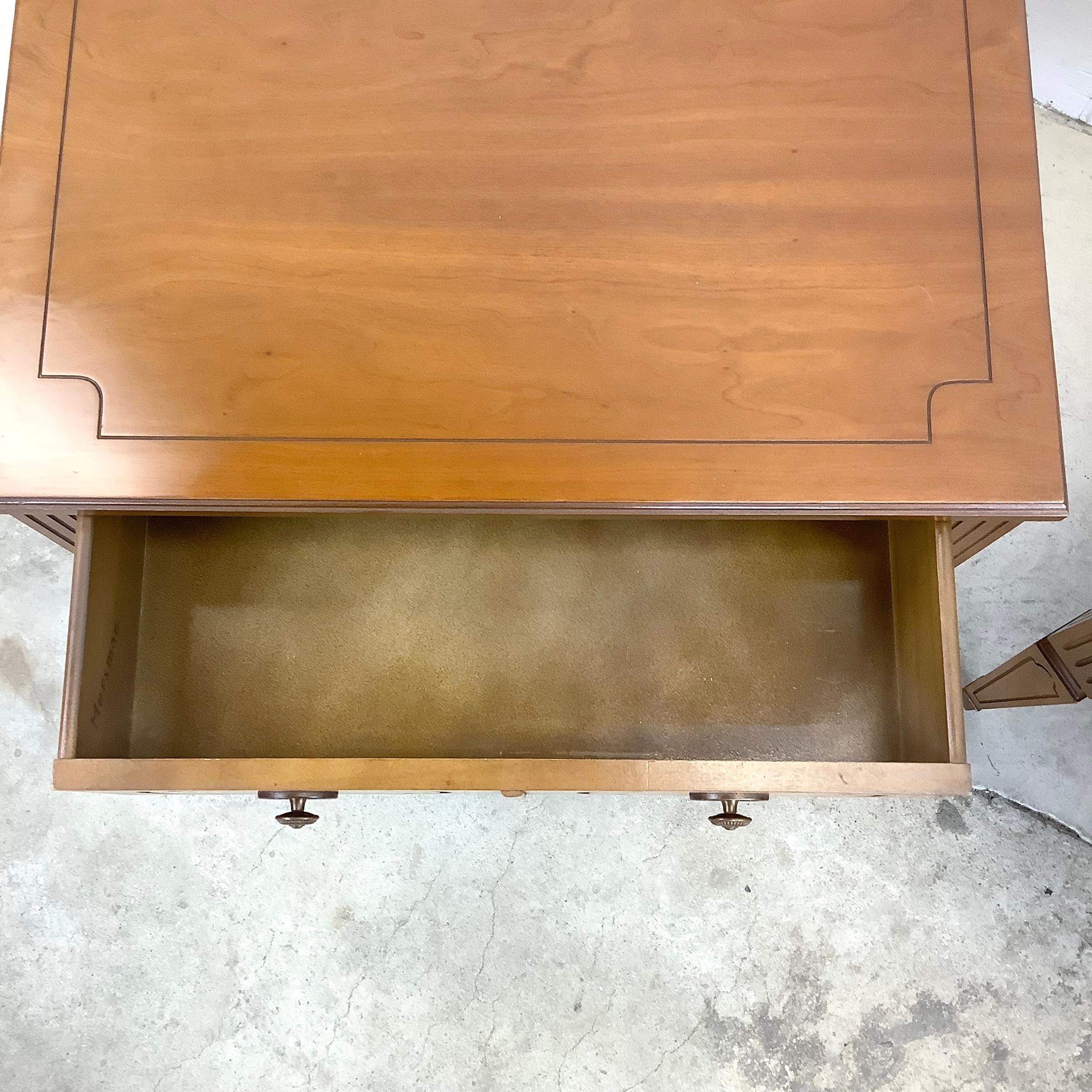 20th Century Vintage Square End Tables with Single Drawer by Mersman Furniture- Pair For Sale