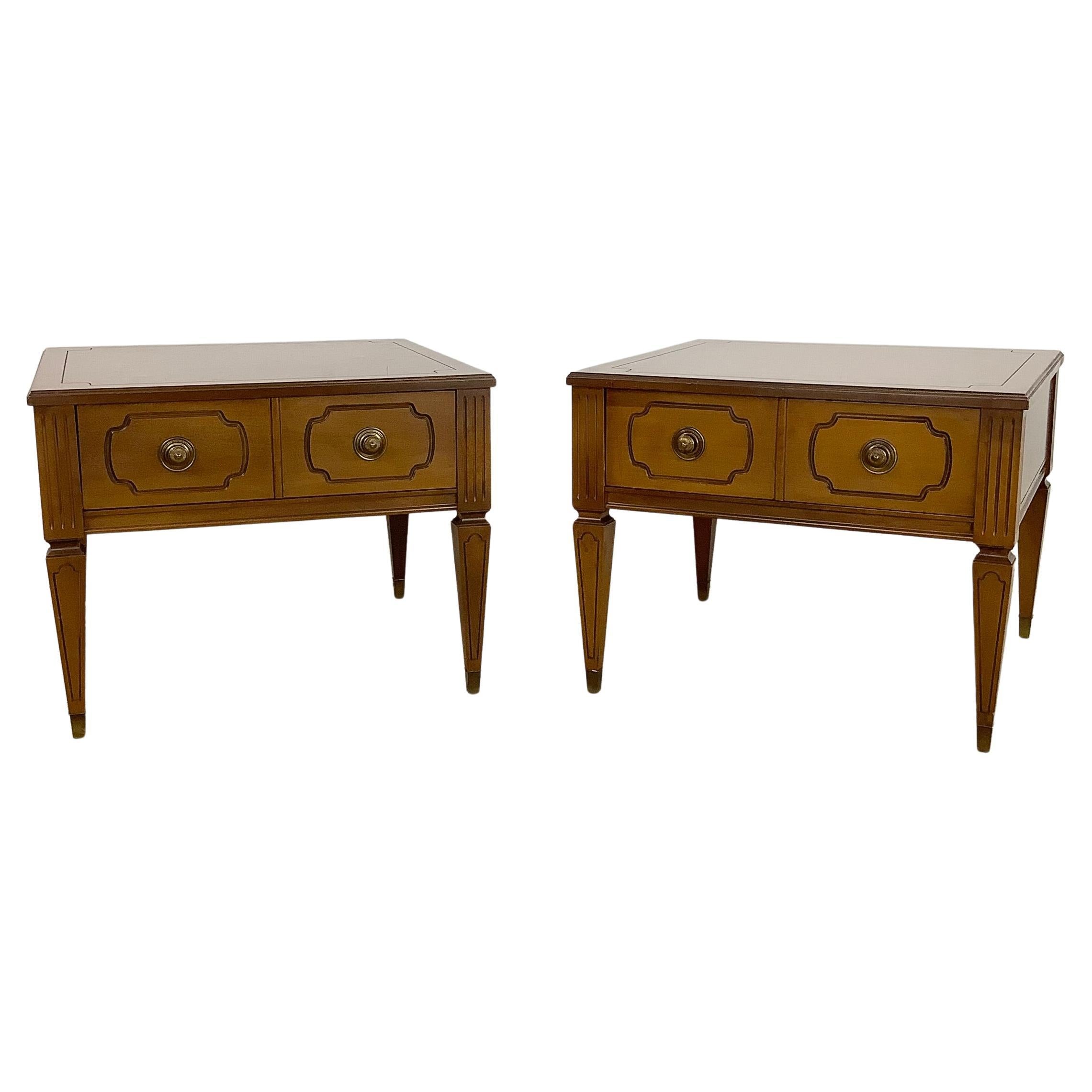 Vintage Square End Tables with Single Drawer by Mersman Furniture- Pair For Sale