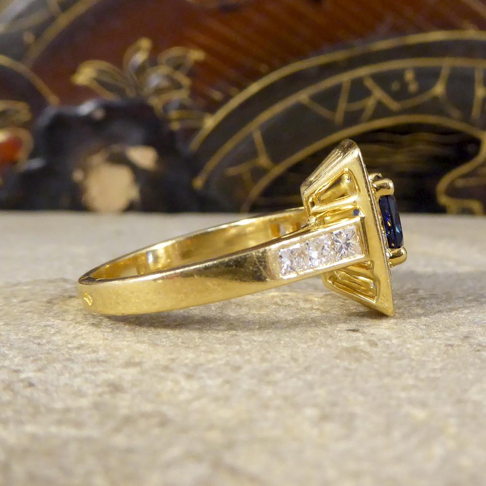 square sapphire and diamond ring yellow gold