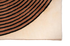 Vintage Square Handwoven Wool Carpet with Concentric Circle Design in Earth Tone