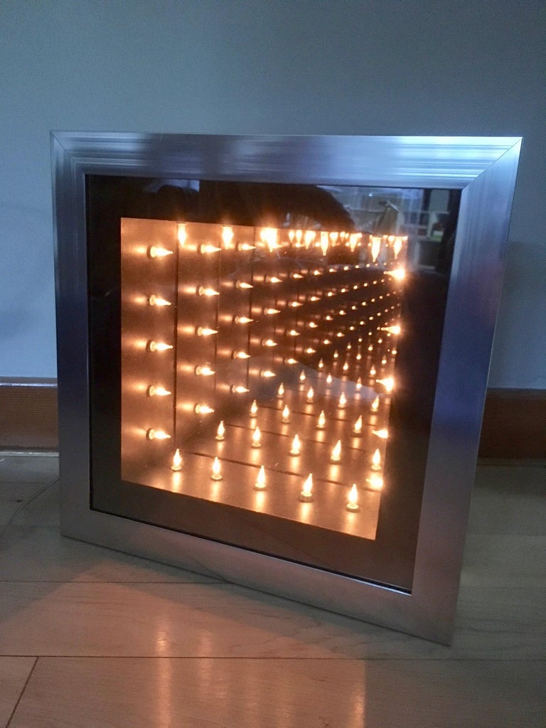 Vintage Square Infinity Mirror at 1stDibs