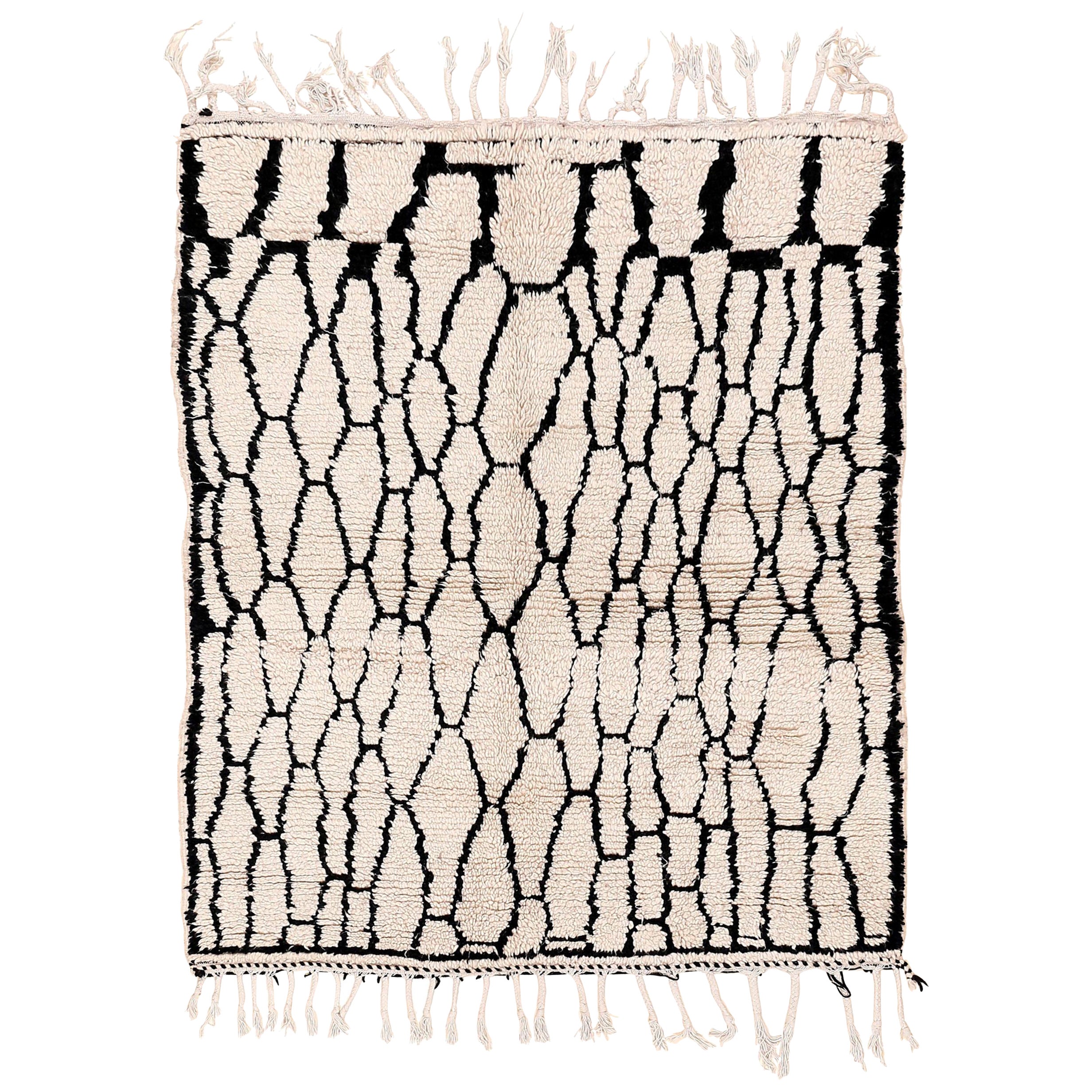 Vintage Square Elfenbein Azilal Marokkanischer Berberteppich