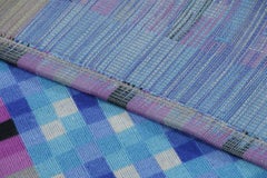 Vintage Square J.C Bissery Signed Modernist Tapestry in Blue Tones - Rug & Kilim