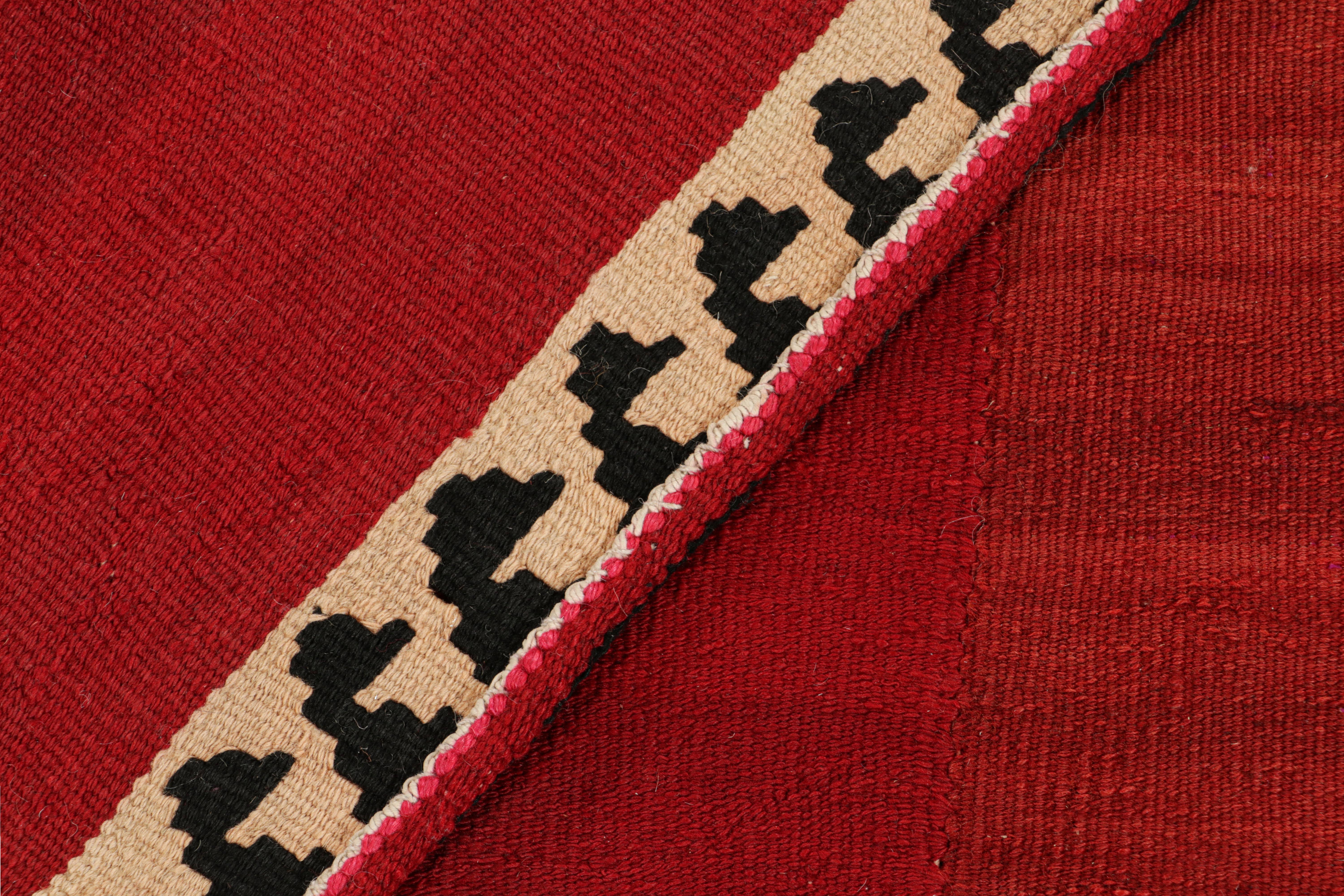Mid-20th Century Vintage Square Kilim with Red Open Field and Geometric Border, from Rug & Kilim For Sale