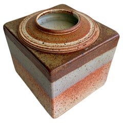 Vintage Square Lidded Jar by Dan Weaver of Maine Kiln Works