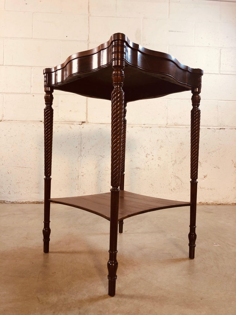 Vintage Square Mahogany Wood Side Tables, Pair For Sale at ...