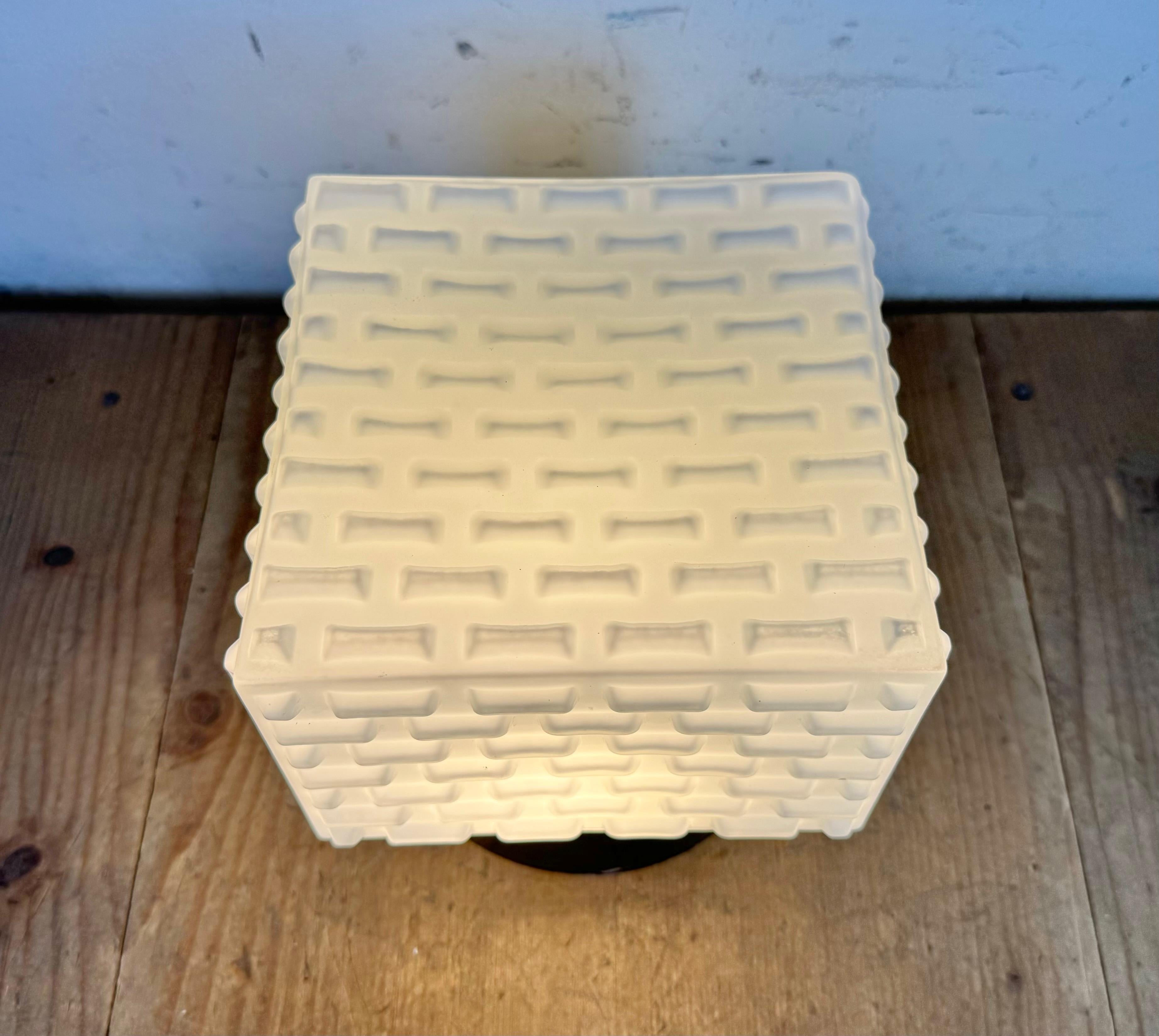 Vintage Square Milk Glass Wall or Ceiling Light, 1970s For Sale 3