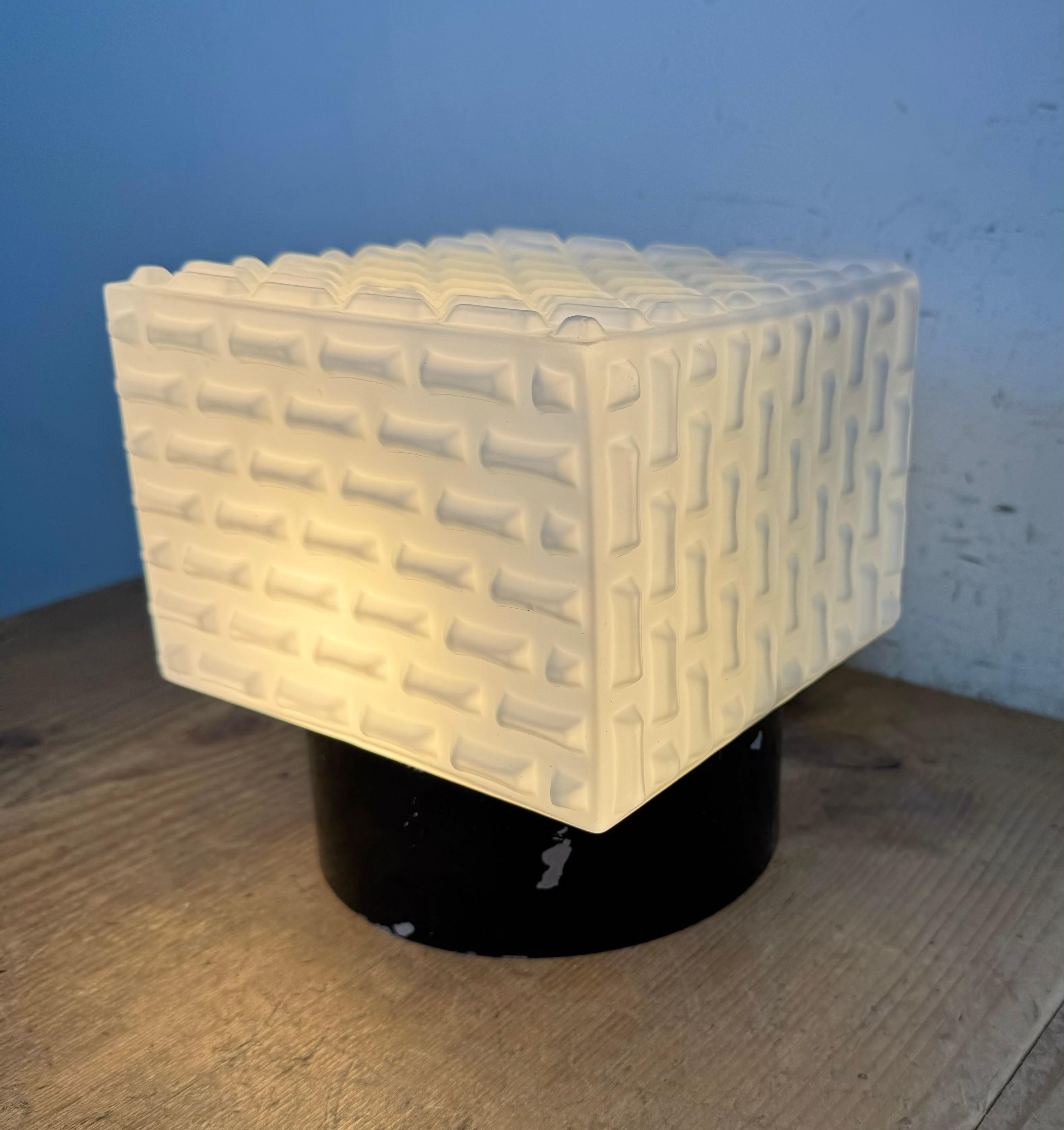 Vintage Square Milk Glass Wall or Ceiling Light, 1970s For Sale 4