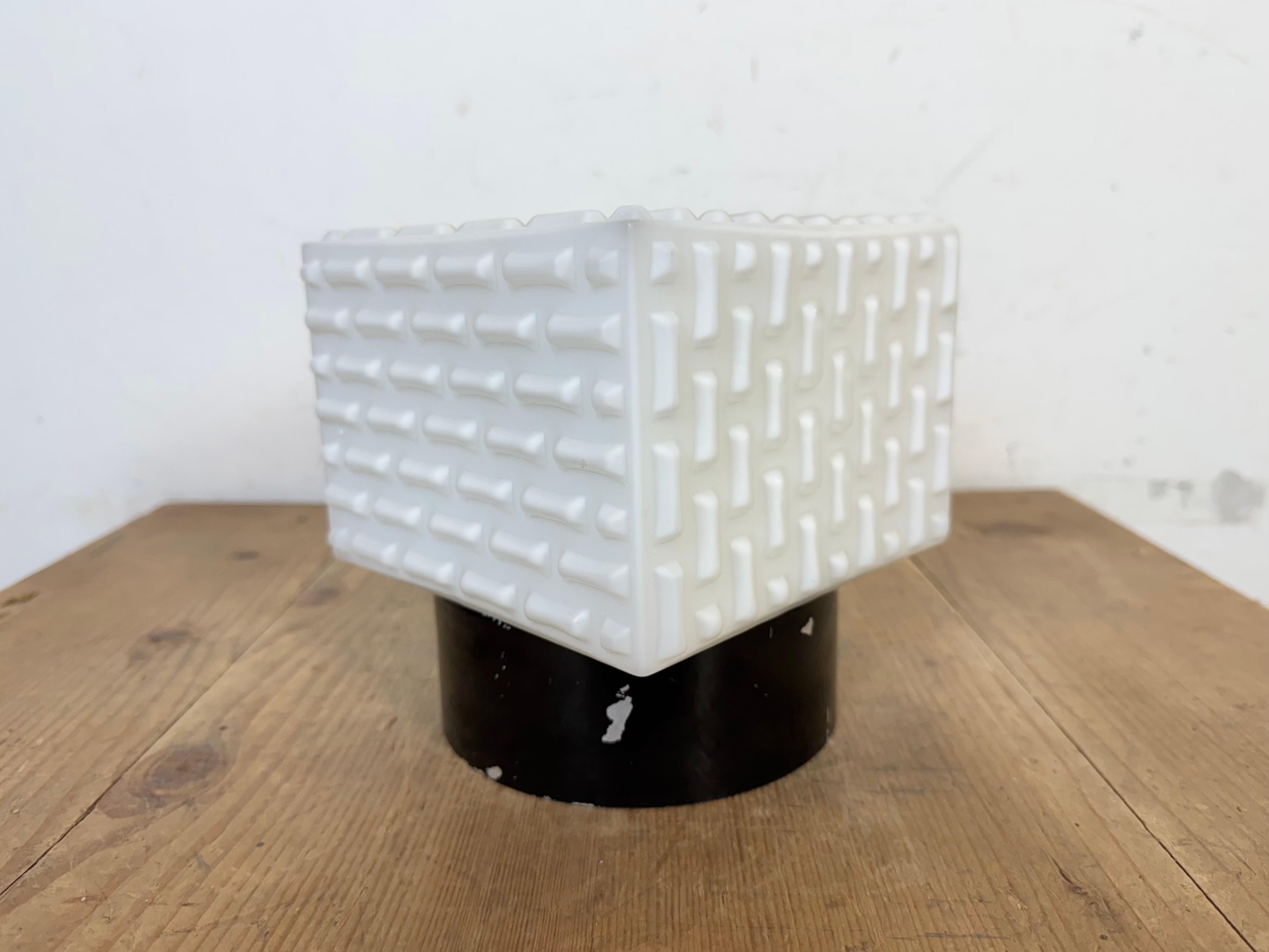 Late 20th Century Vintage Square Milk Glass Wall or Ceiling Light, 1970s For Sale