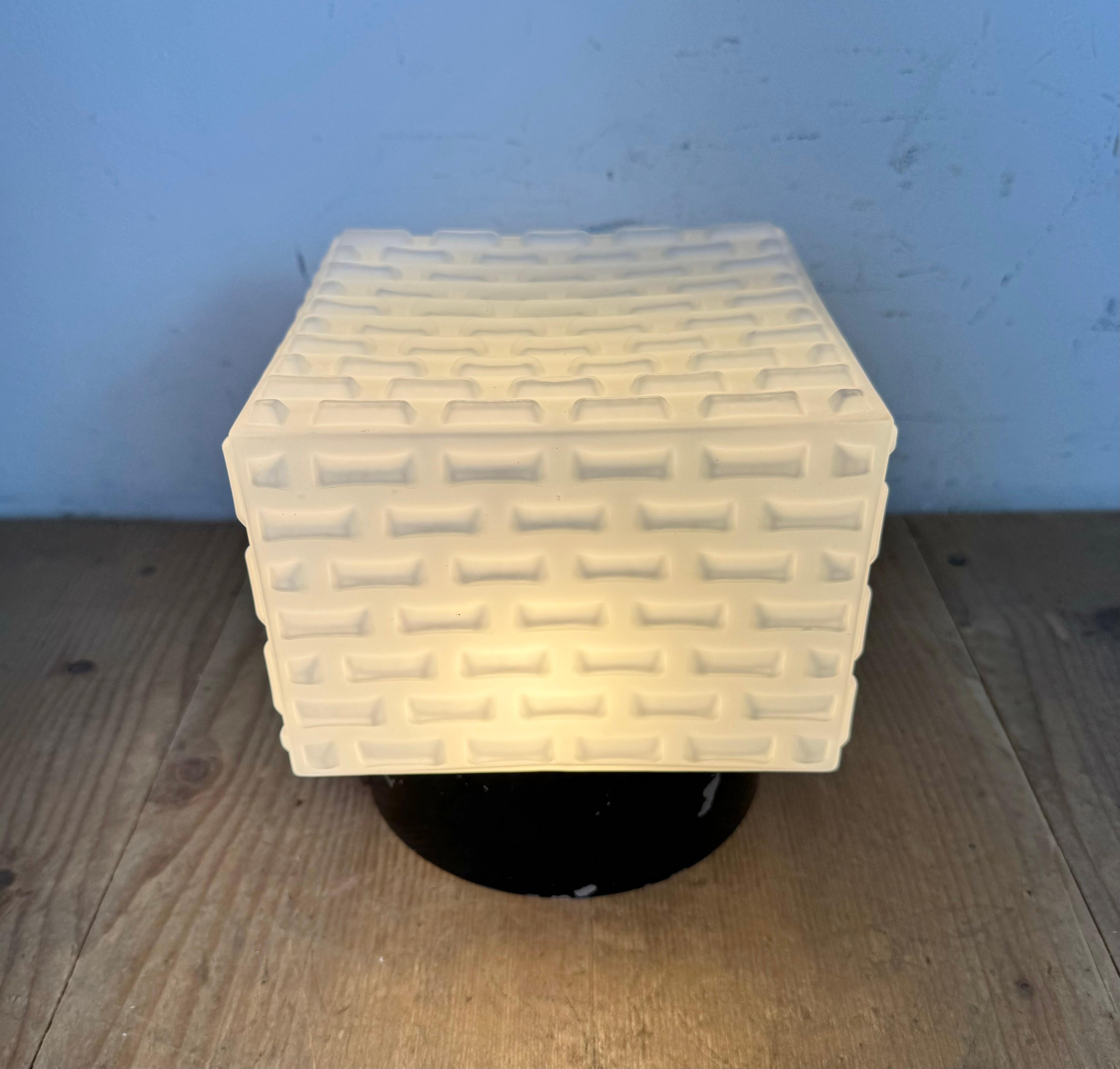 Vintage Square Milk Glass Wall or Ceiling Light, 1970s For Sale 1