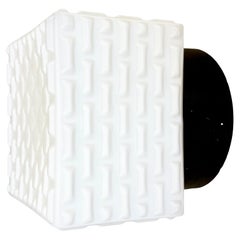 Lampe murale ou plafonnier carrée en verre dépoli, 1970