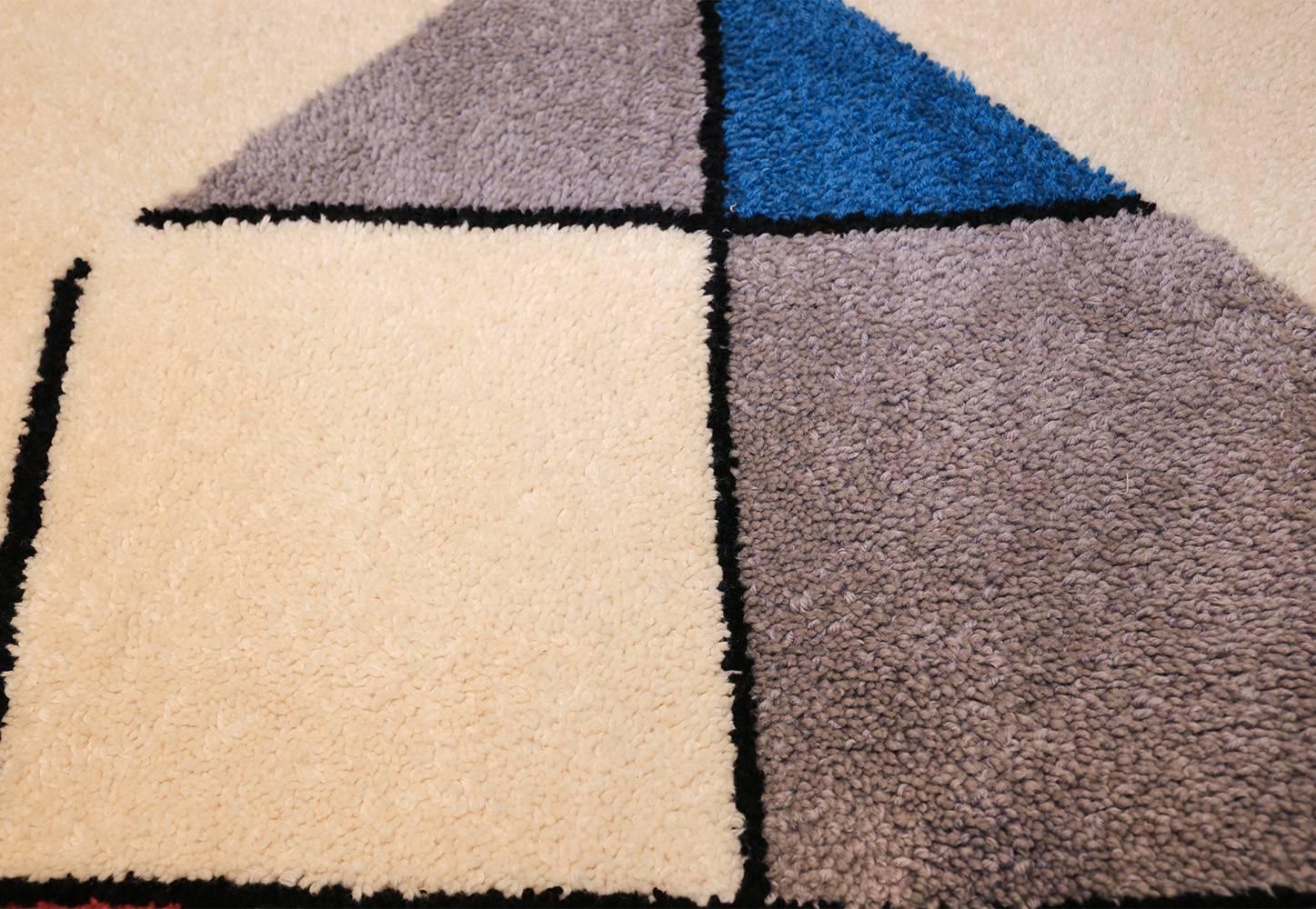 Modernistischer skandinavischer Mondrian Design-Teppich im Vintage-Stil, 5' 2