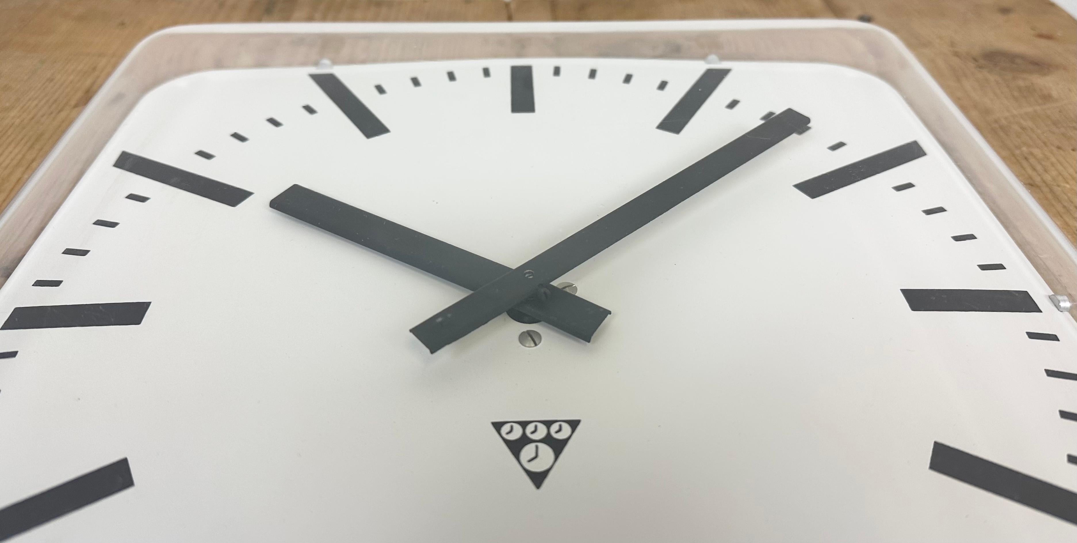 20th Century Vintage Square Office Wall Clock from Pragotron, 1980s