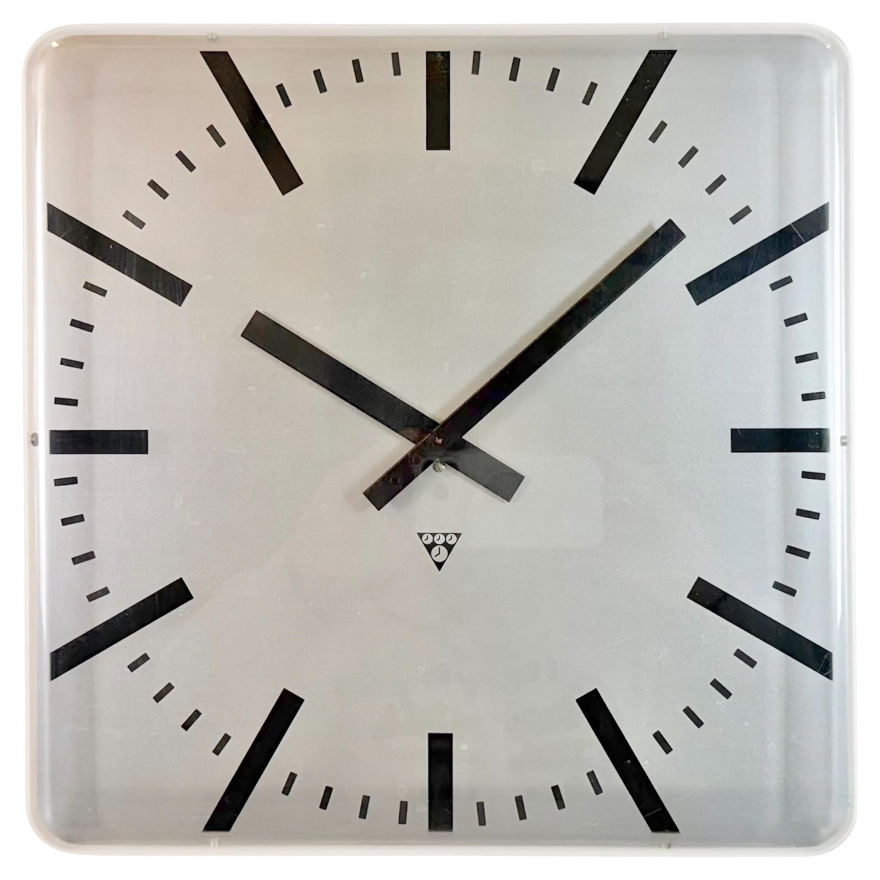 Vintage Square Office Wall Clock from Pragotron, 1980s