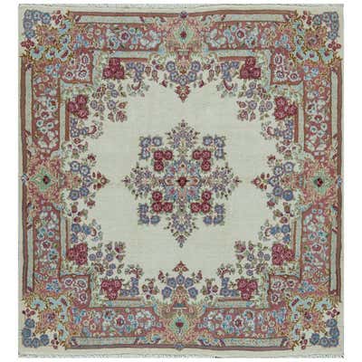 Vintage Square Persian Kerman Rug, circa 1940 For Sale at 1stDibs