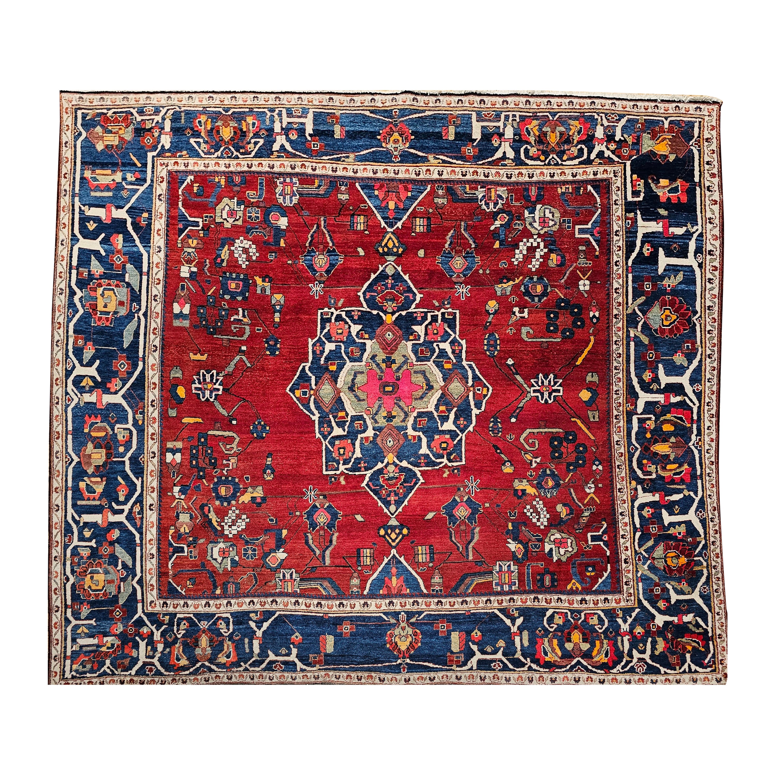 Tapis persan Malayer carré vintage
