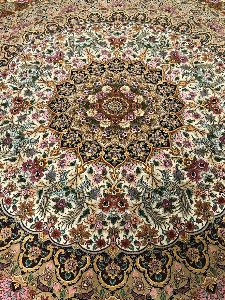 Vintage Square Persian Tabriz Rug Carpet For Sale at 1stdibs