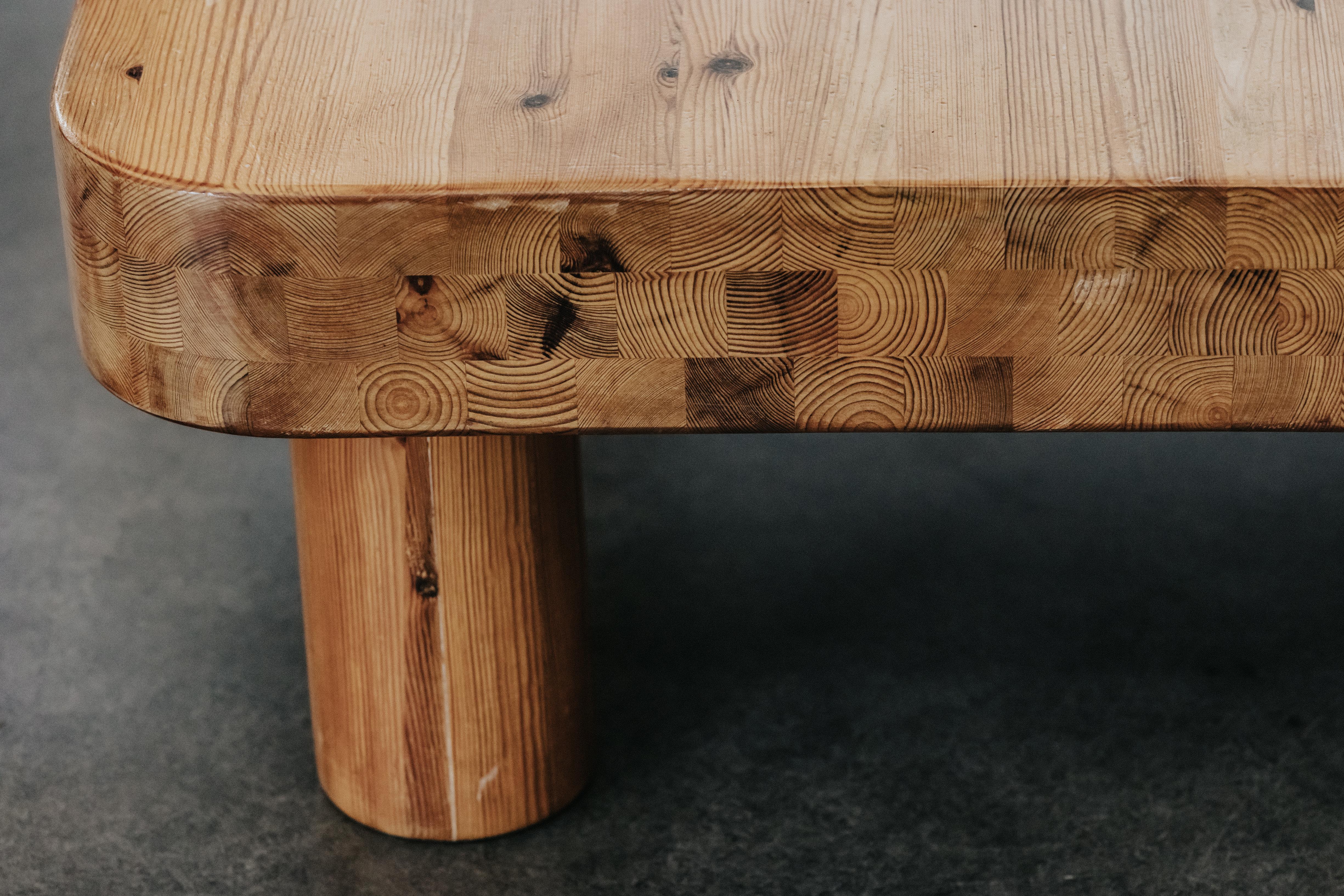 Vintage Square Pine Coffee Table From France, Circa 1960 1