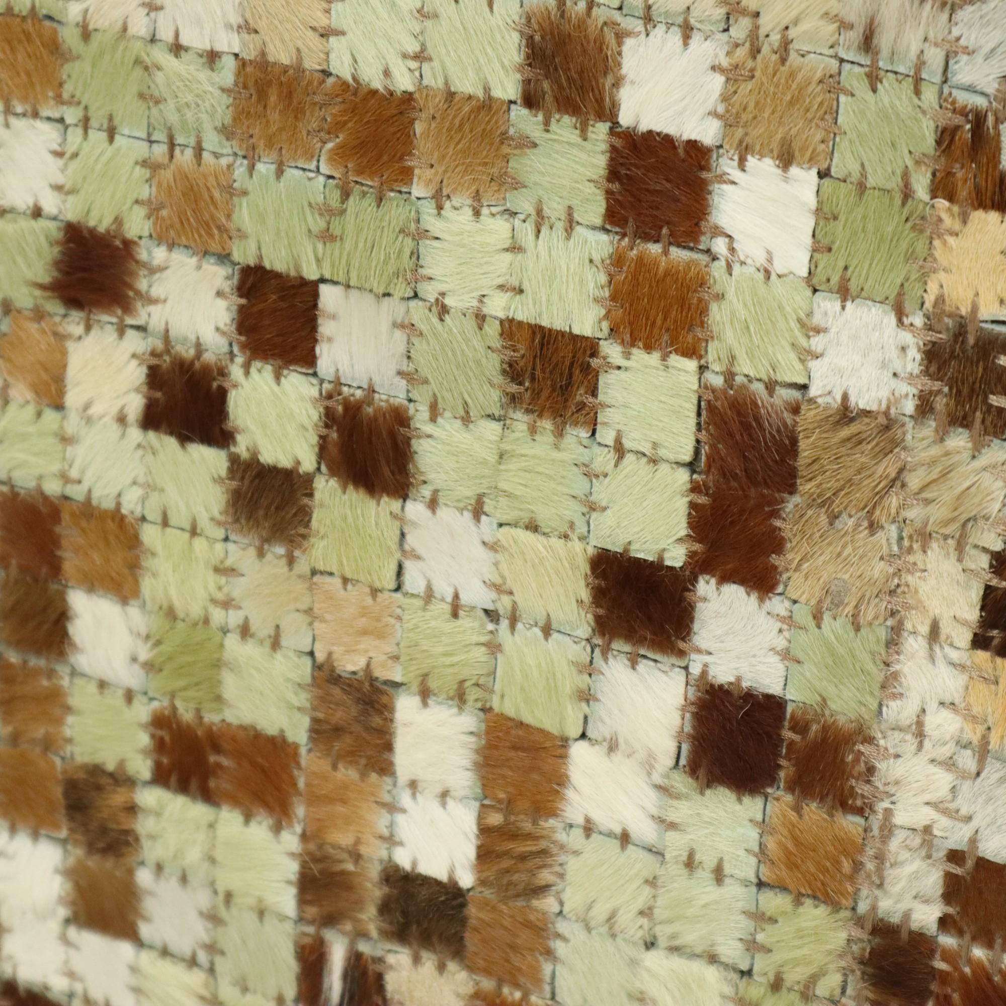 Vintage Square Pouf Goat Leather Patchwork Mosaic Pattern For Sale 6