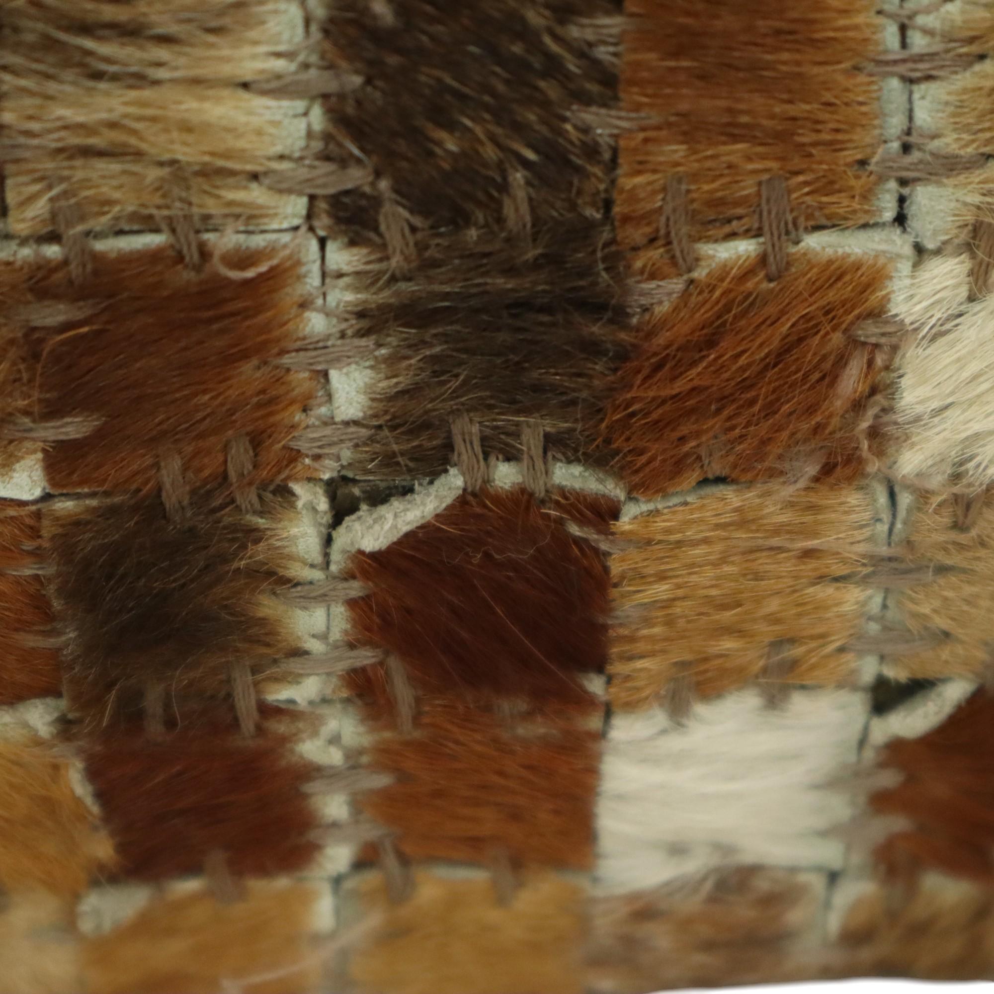 Vintage Square Pouf Goat Leather Patchwork Mosaic Pattern For Sale 7