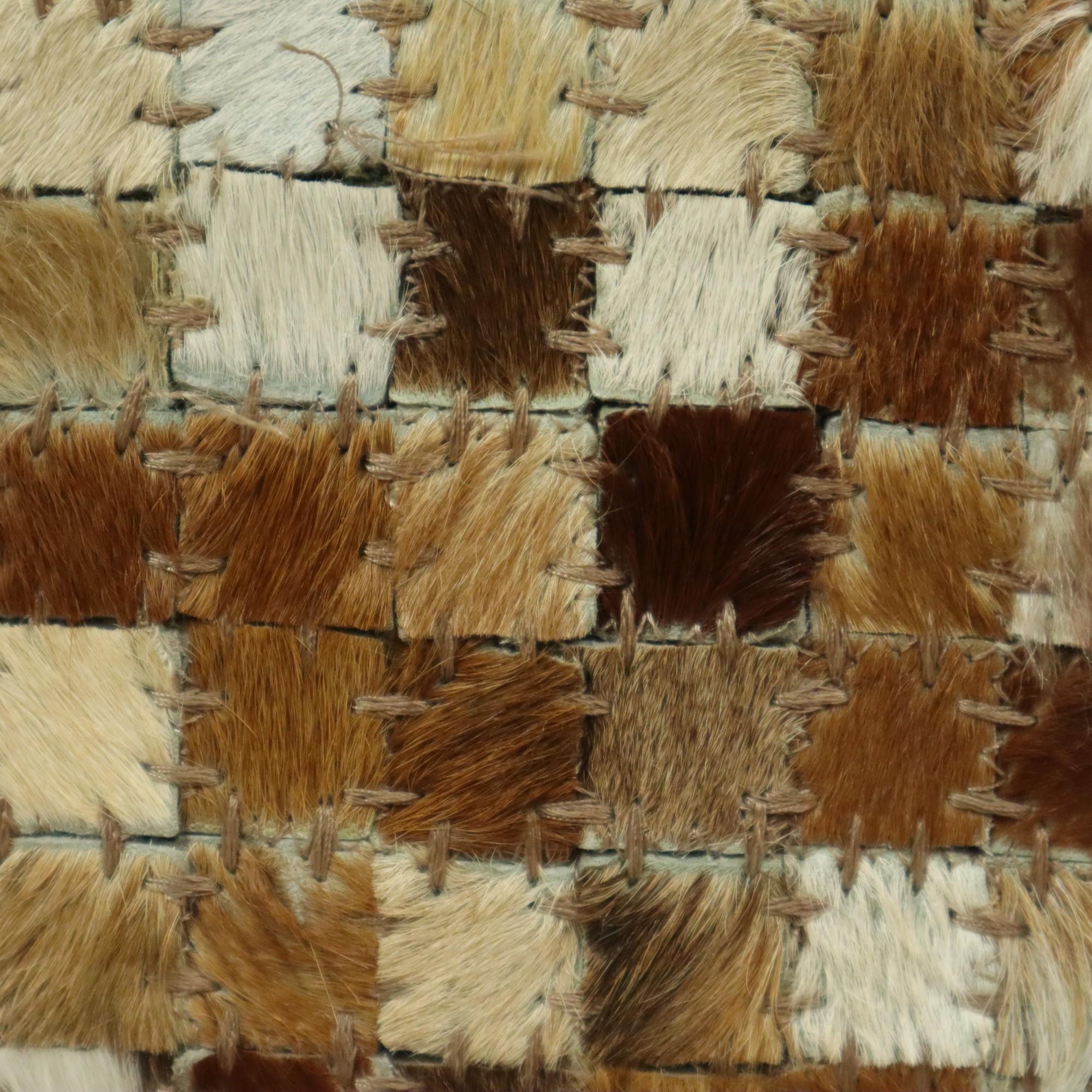 Vintage Square Pouf Goat Leather Patchwork Mosaic Pattern For Sale 8