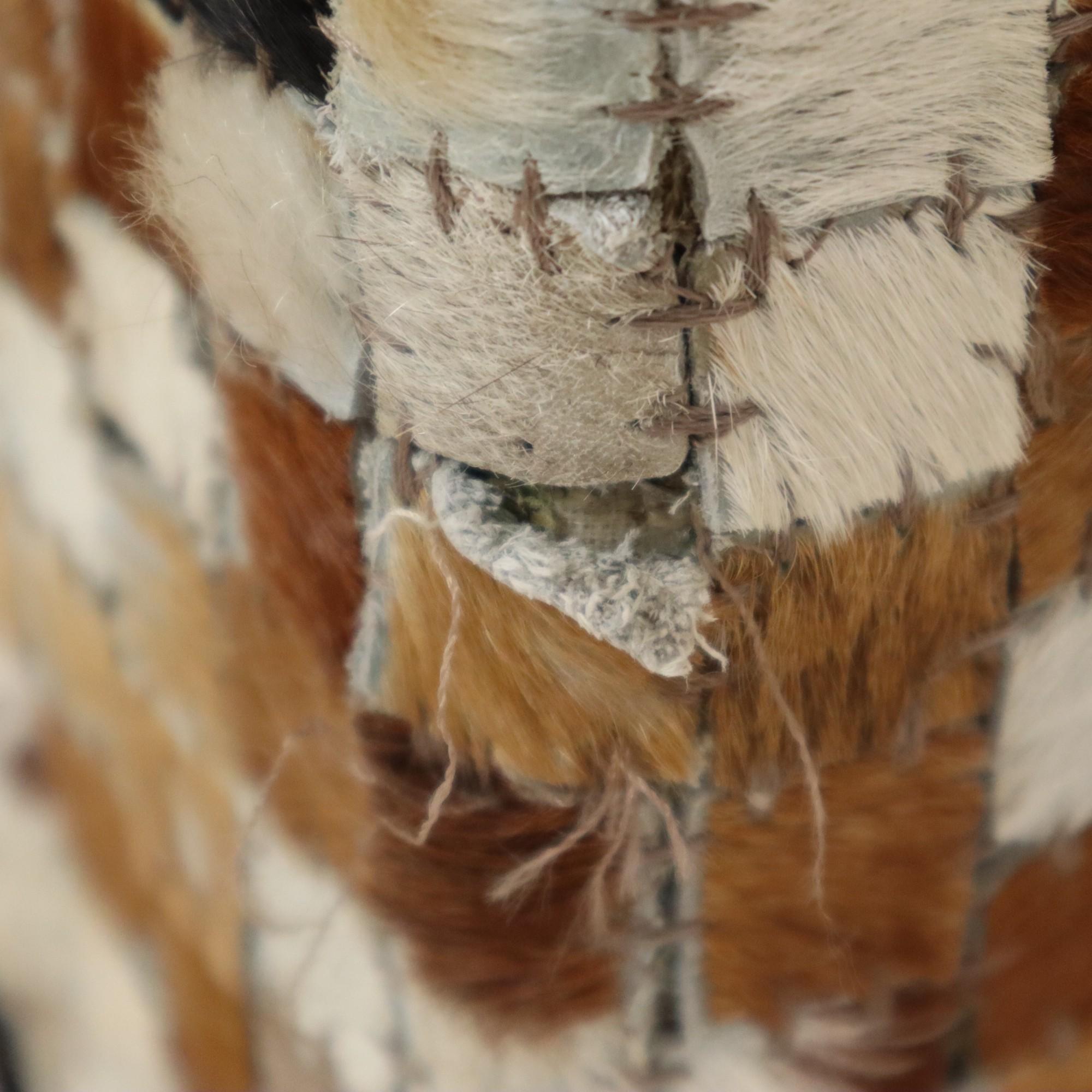 Vintage Square Pouf Goat Leather Patchwork Mosaic Pattern For Sale 11