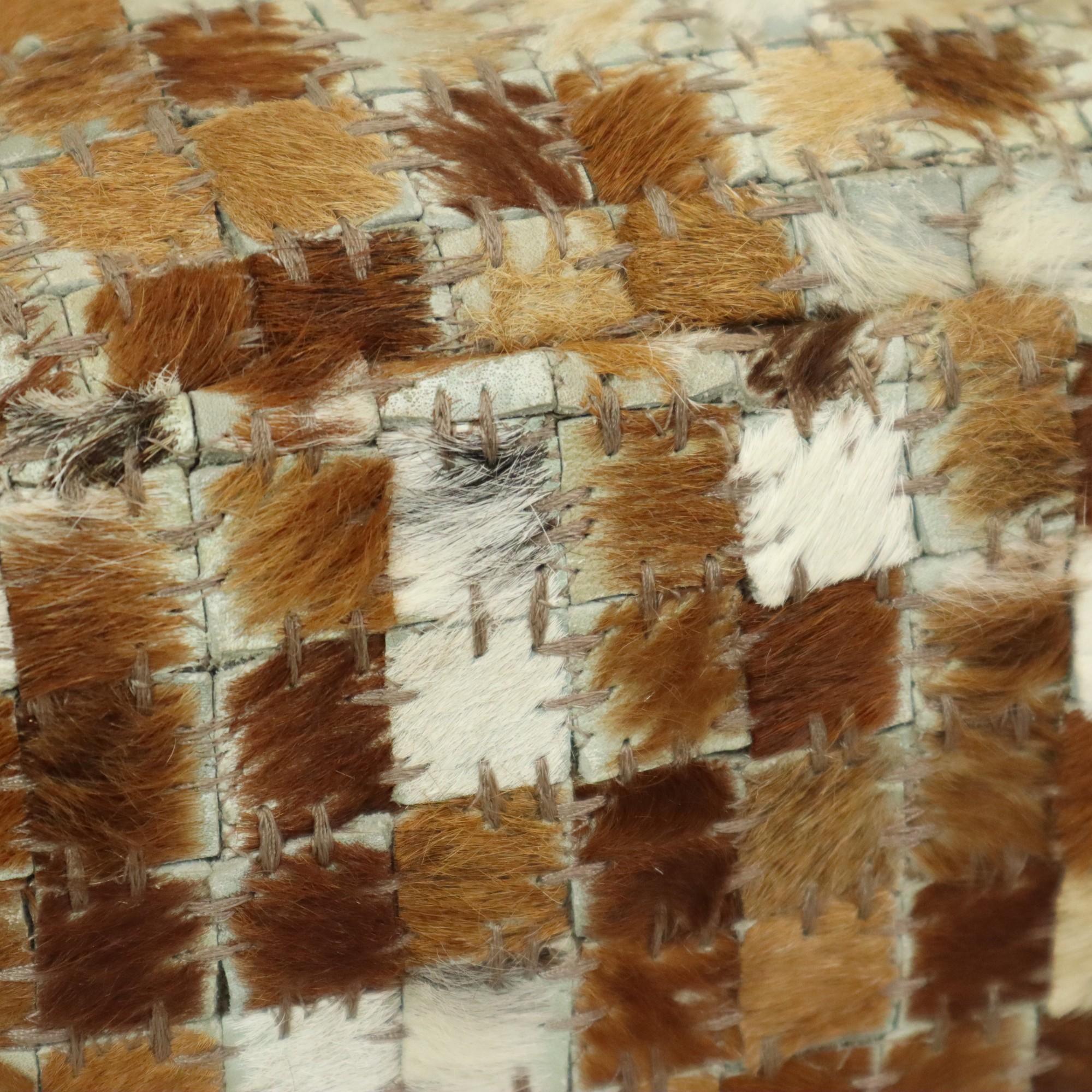 Vintage Square Pouf Goat Leather Patchwork Mosaic Pattern For Sale 4