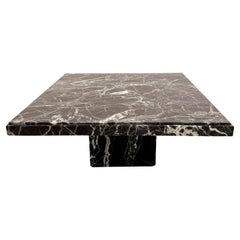 Vintage Square Rosso Levanto Burgundy Marble Coffee Table Stone 70s 80s