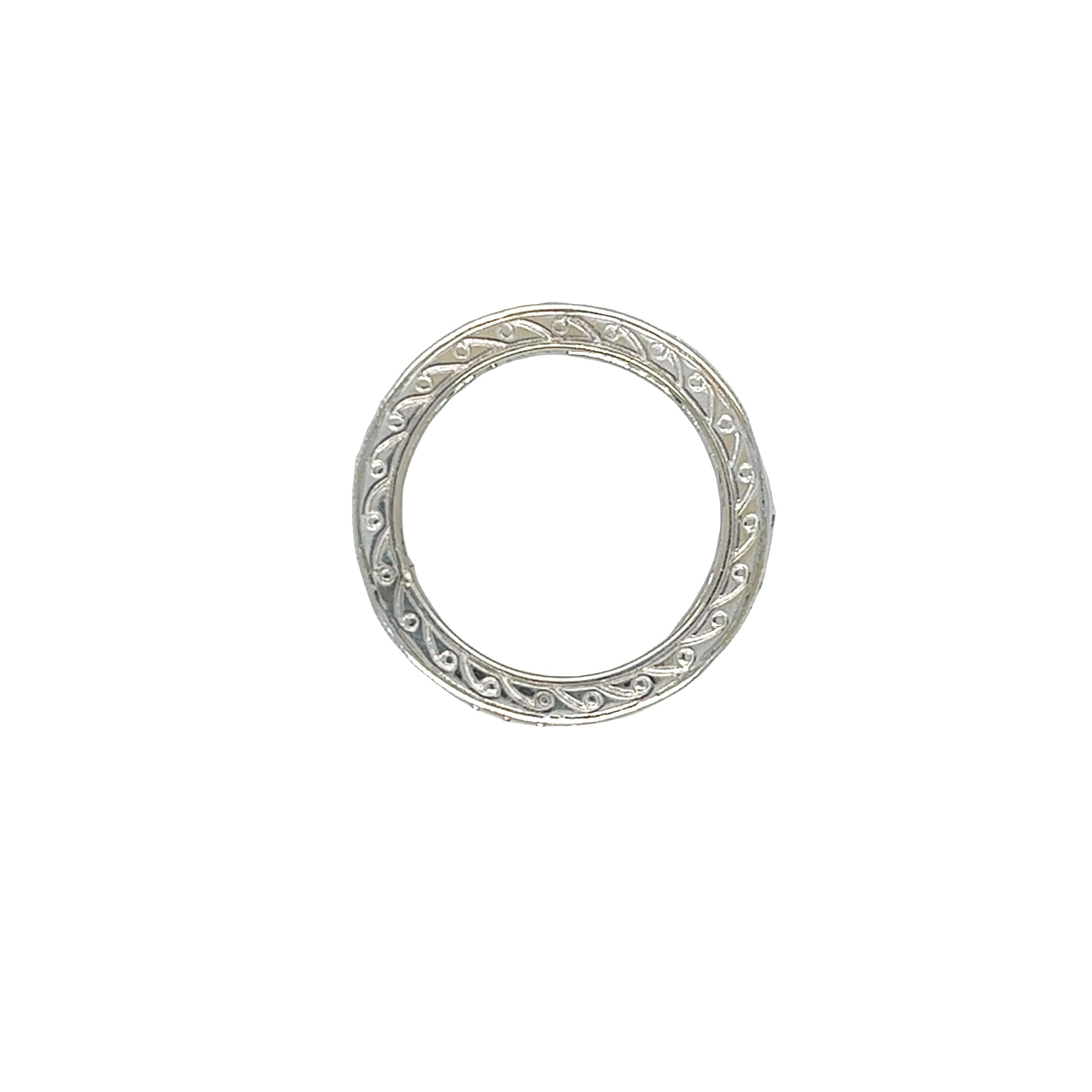 Women's or Men's Antique Square Sapphire and Diamond Channel Set Eternity Ring 18K White Gold