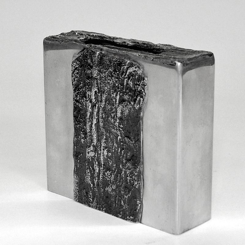 Late 20th Century Vintage square shaped Pewter Vase by Helgi Joensen, Norway 1980s For Sale