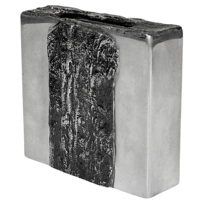 Vintage square shaped Pewter Vase by Helgi Joensen, Norway 1980s For Sale