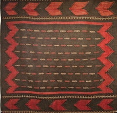 Vintage Persian Baluch Sofreh Kilim, Handwoven Wool, SE Persia