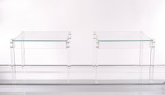 Vintage Square Small Lucite Side Tables 1970s France