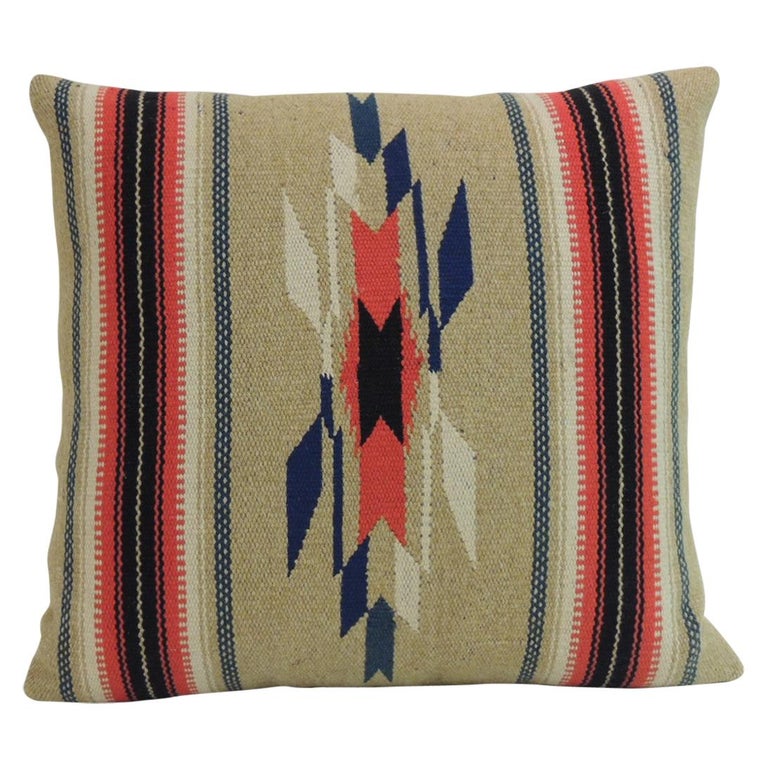 Vintage Square Southwestern Style Woven Wool Decorative Pillow at