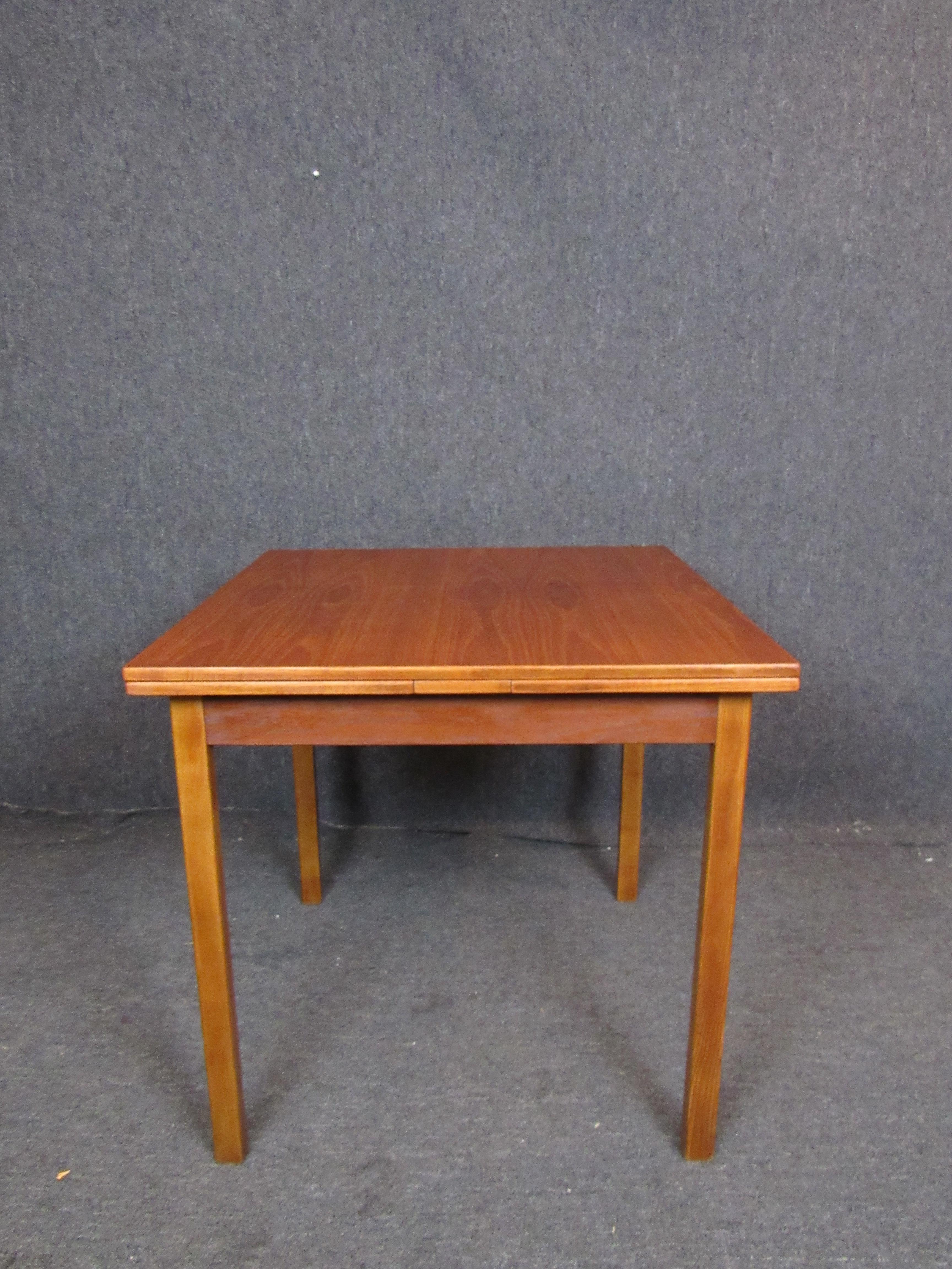 Scandinavian Vintage Square Teak Extending Dining Table