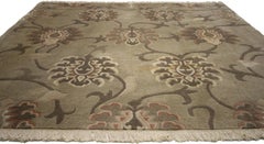 Vintage Square Tibetan Rug with Large-Scale Geometric Flower Pattern
