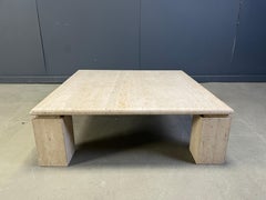 Vintage square travertine coffee table, 1970s - Italy