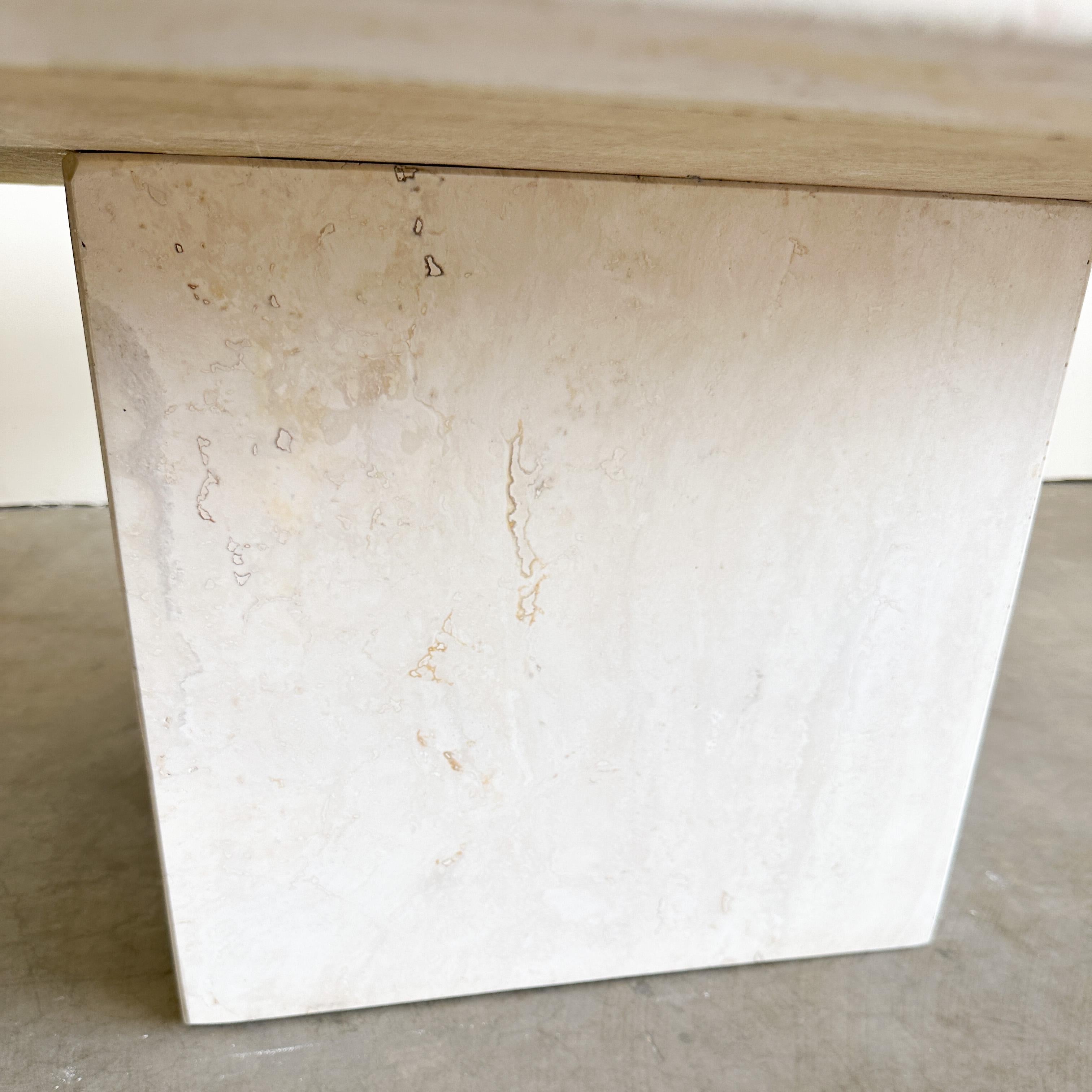 Vintage Mesa de centro cuadrada de piedra travertino Mármol Postmoderna MCM Retro Minimal en venta 3