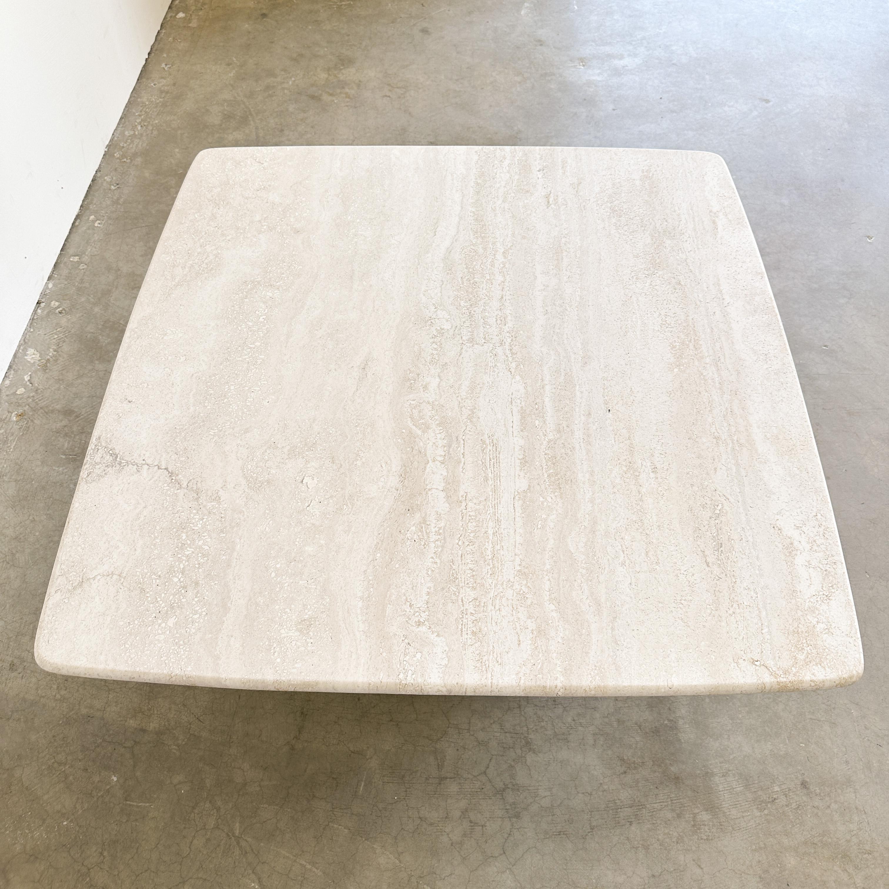 Vintage Mesa de centro cuadrada de piedra travertino Mármol Postmoderna MCM Retro Minimal en Bueno estado para la venta en Palm Desert, CA