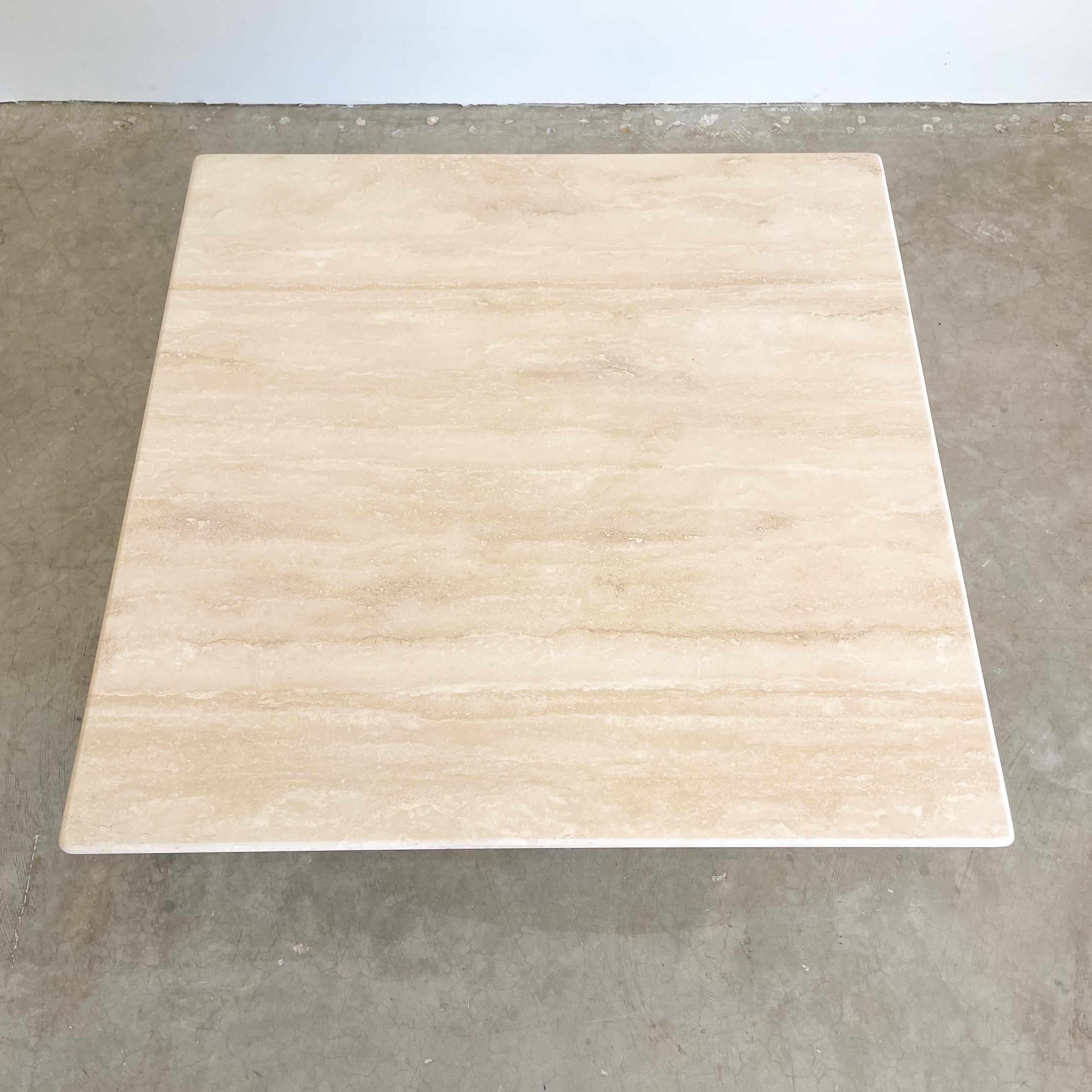 Late 20th Century Vintage Square Travertine Stone End Table Marble Postmodern MCM Retro Minimal