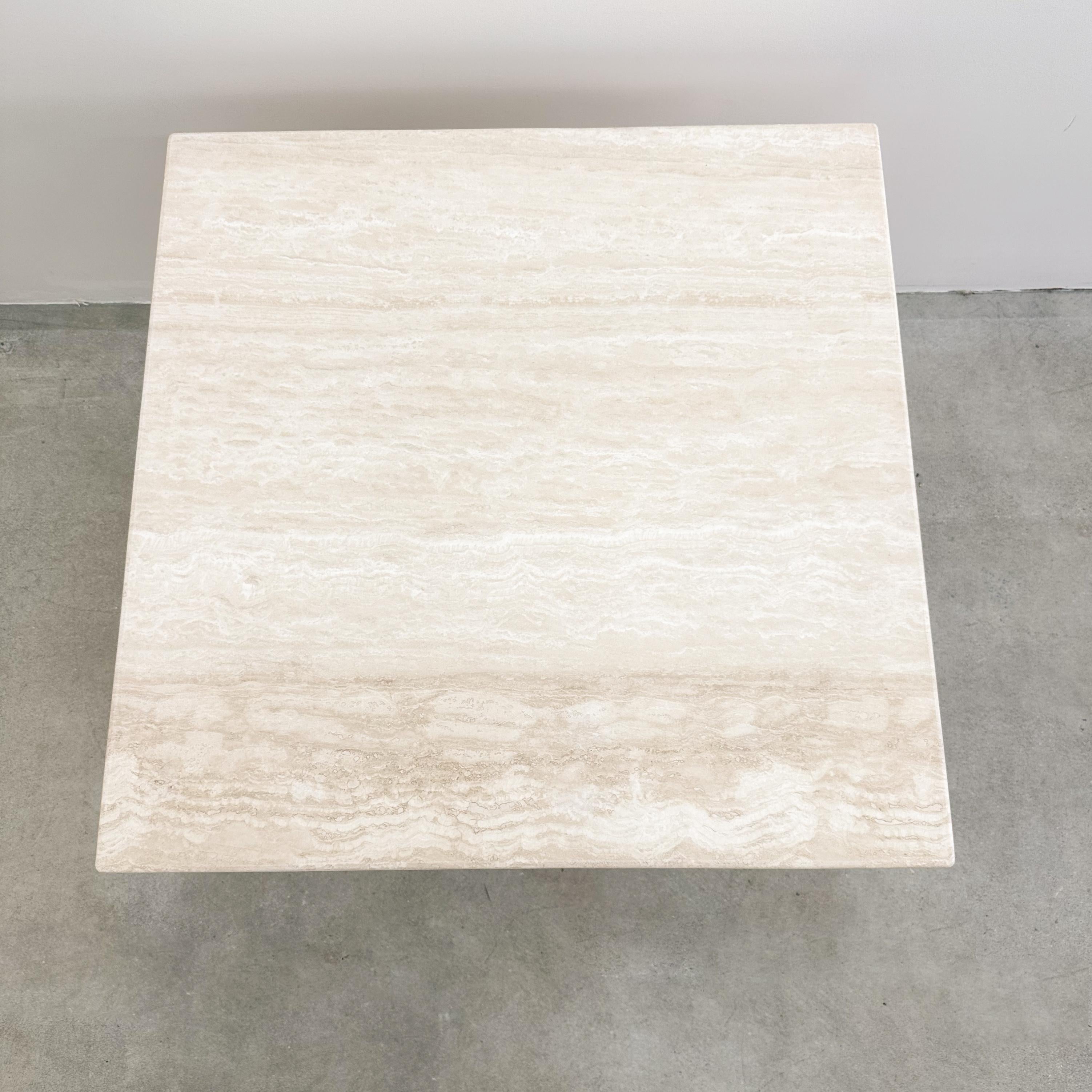 Vintage Square Travertine Stone End Table Marble Postmodern MCM Retro Minimal 2