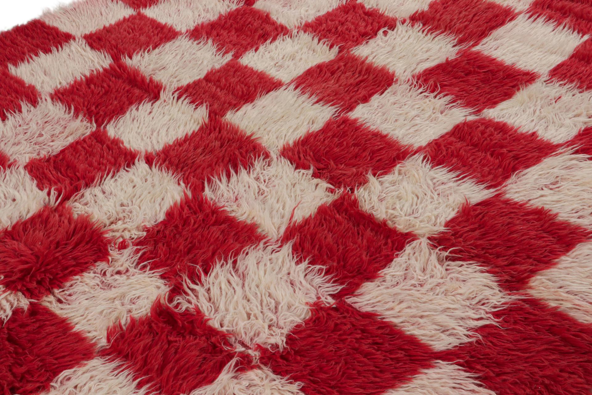 Hand-Knotted Vintage Square Tulu Rug, with Checkered Geometric Patterns, from Rug & Kilim  For Sale