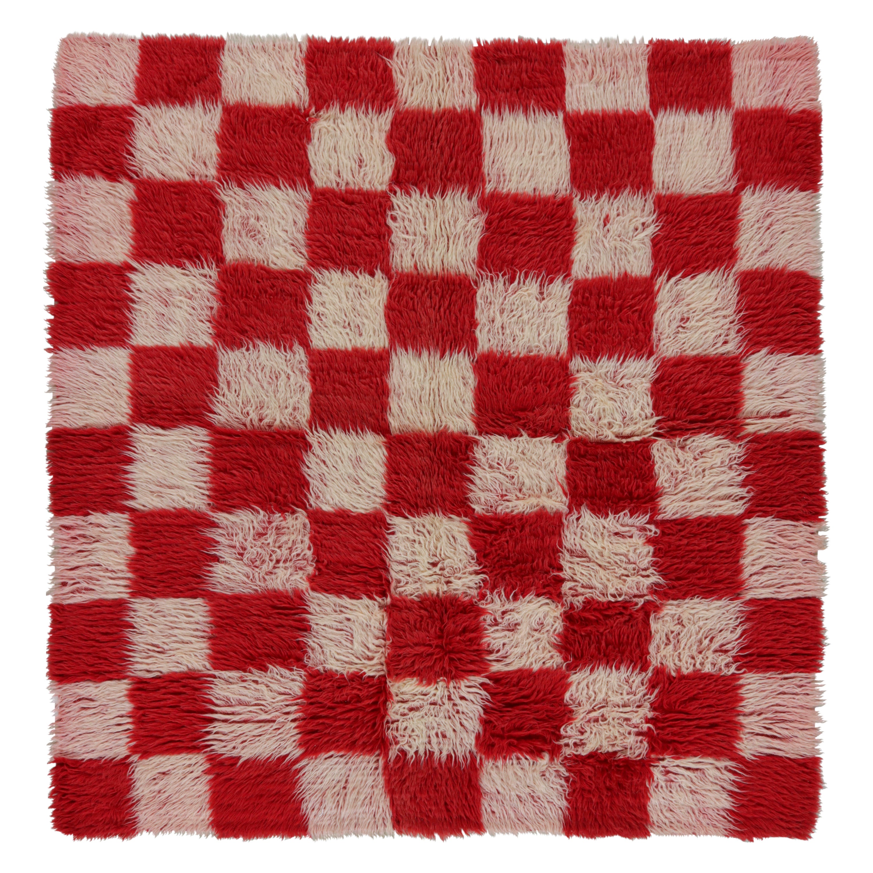 Vintage Square Tulu Rug, with Checkered Geometric Patterns, from Rug & Kilim