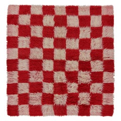Vintage Square Tulu Rug, with Checkered Geometric Patterns, from Rug & Kilim