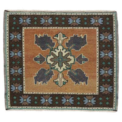 Square Size Turkish Throw Rug For Sale at 1stDibs
