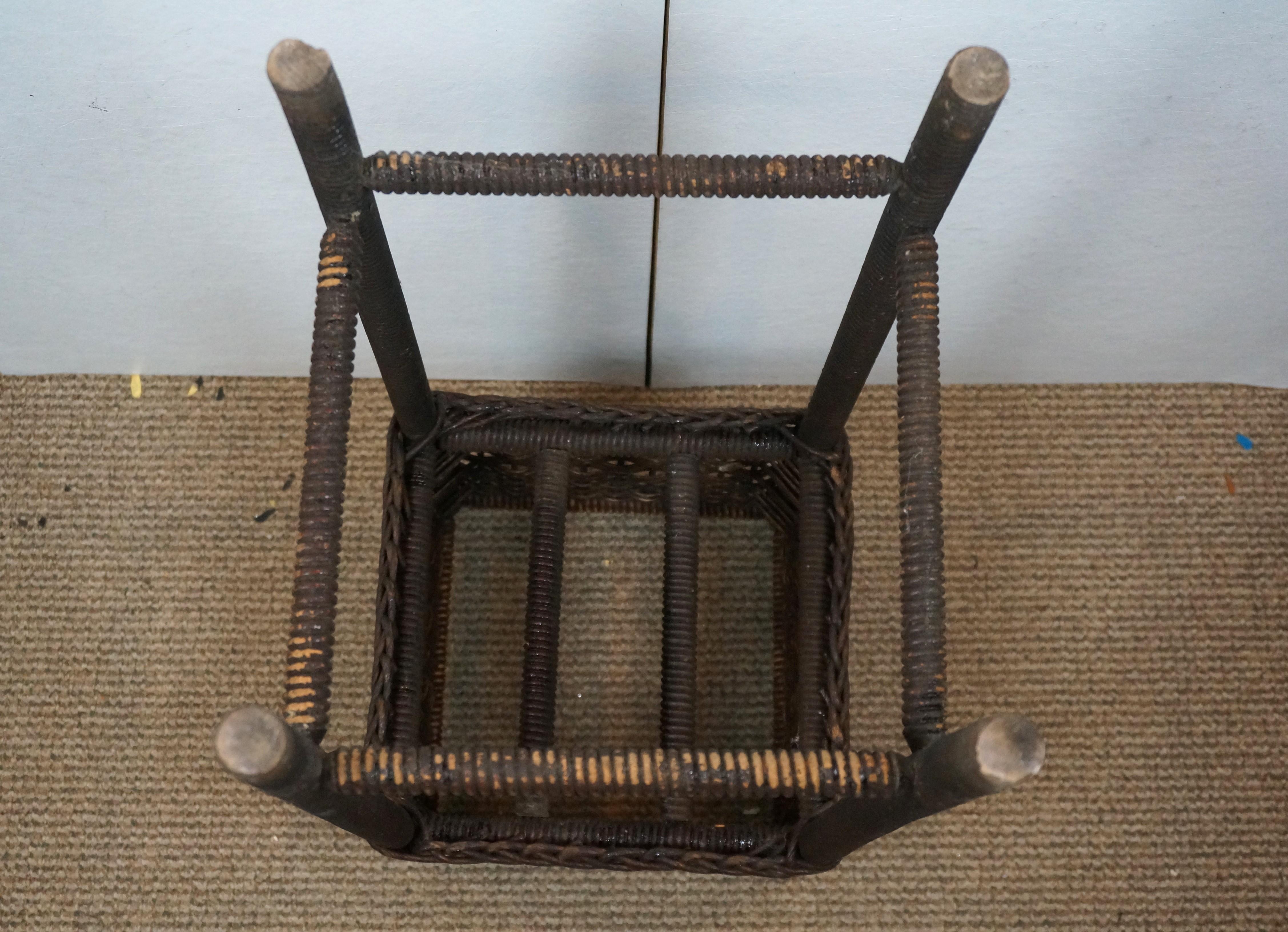 Vintage Square gedreht gerippt Wicker Pflanze Stand Pflanzer Korb 29