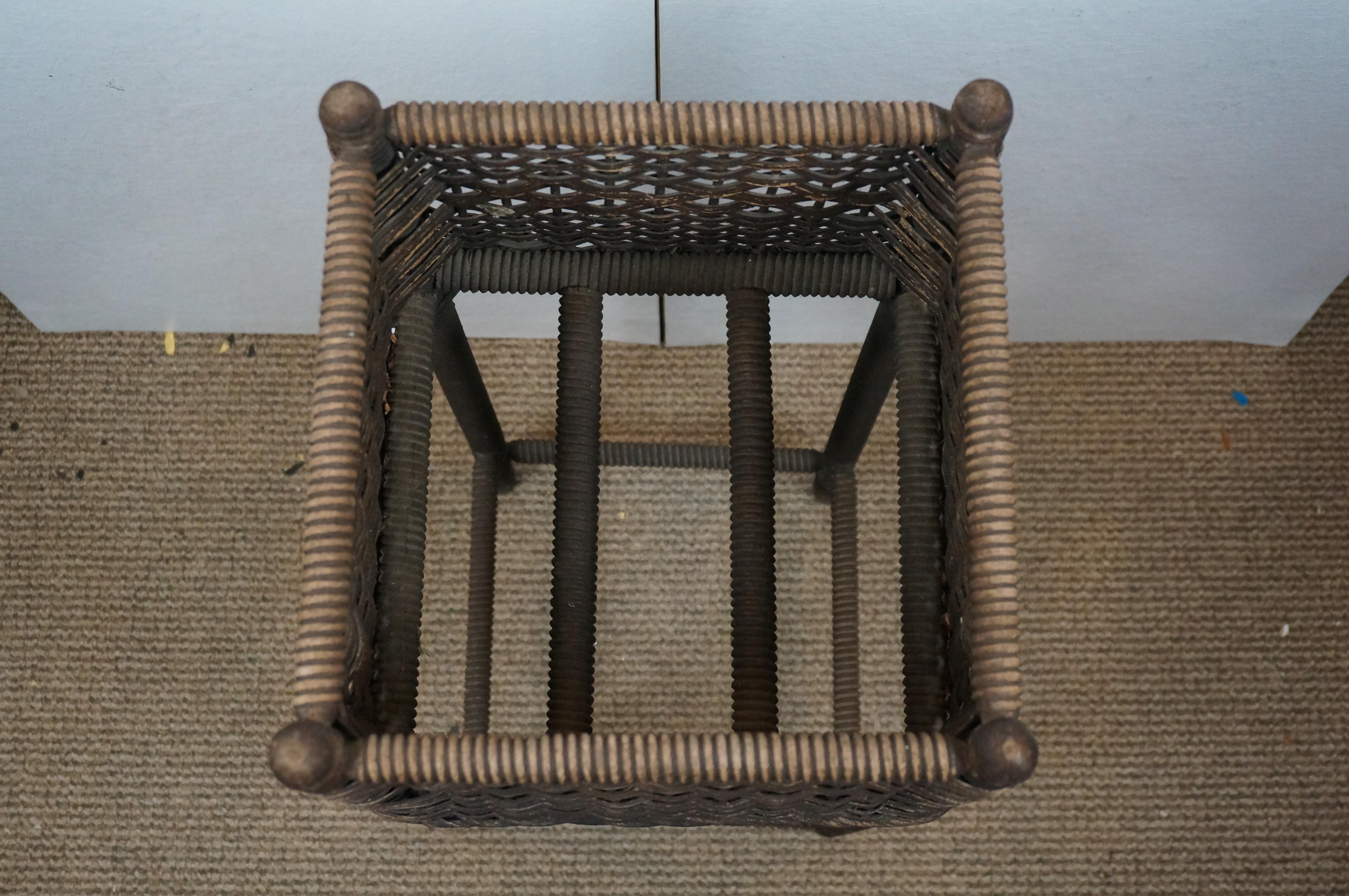 Vintage Square gedreht gerippt Wicker Pflanze Stand Pflanzer Korb 29