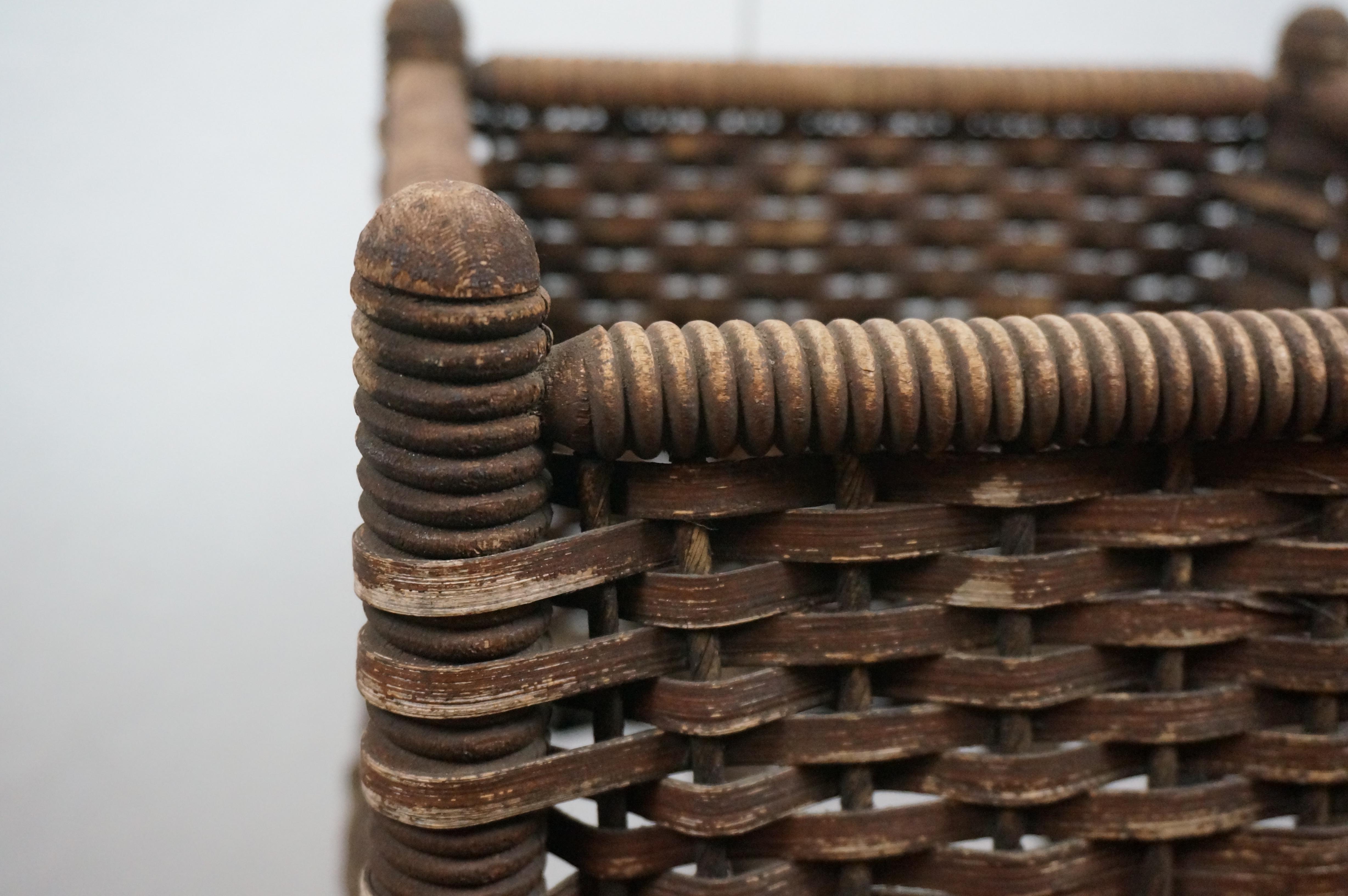 Vintage Square gedreht gerippt Wicker Pflanze Stand Pflanzer Korb 29